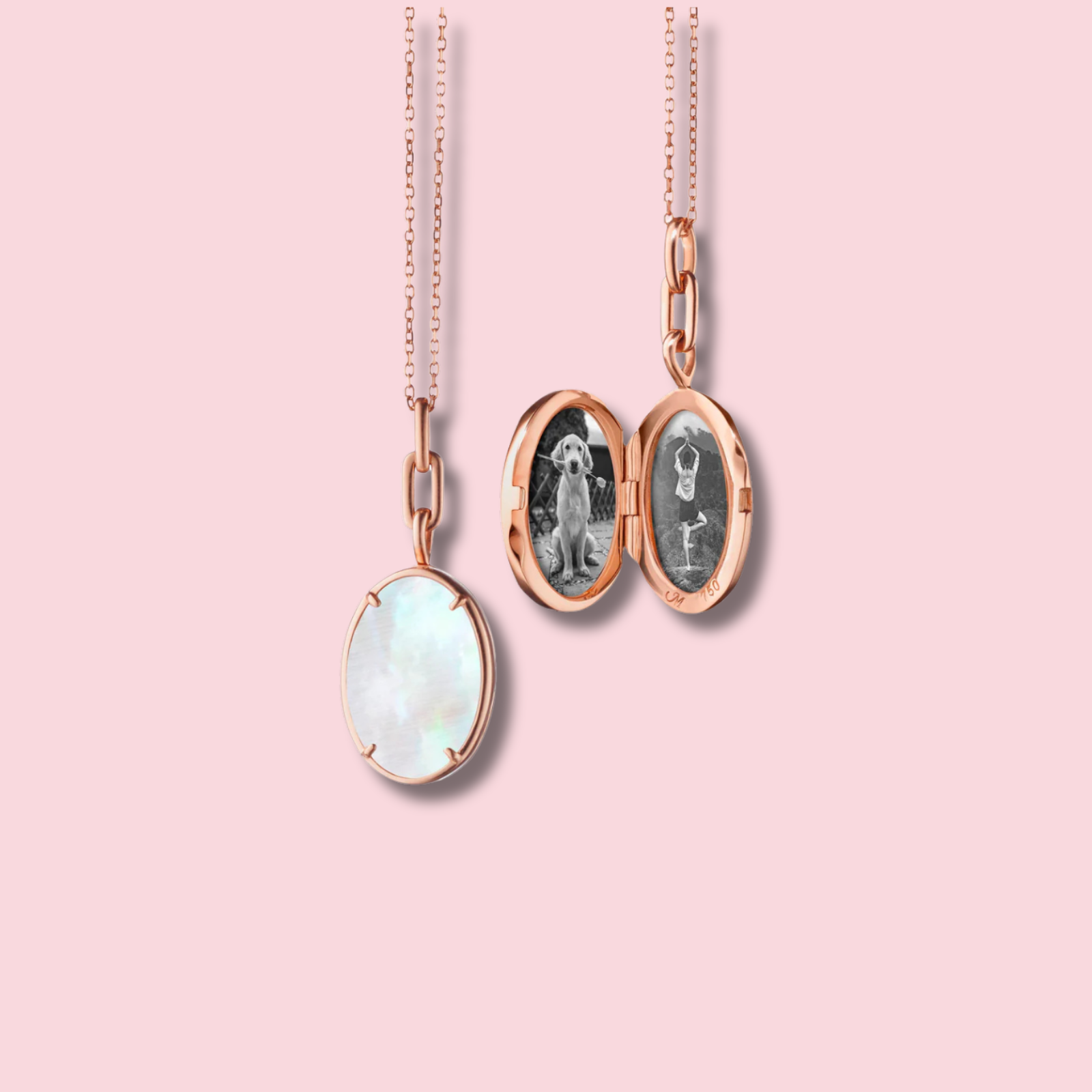 "Elle" Stone Slim 18K Rose Gold Locket Necklace