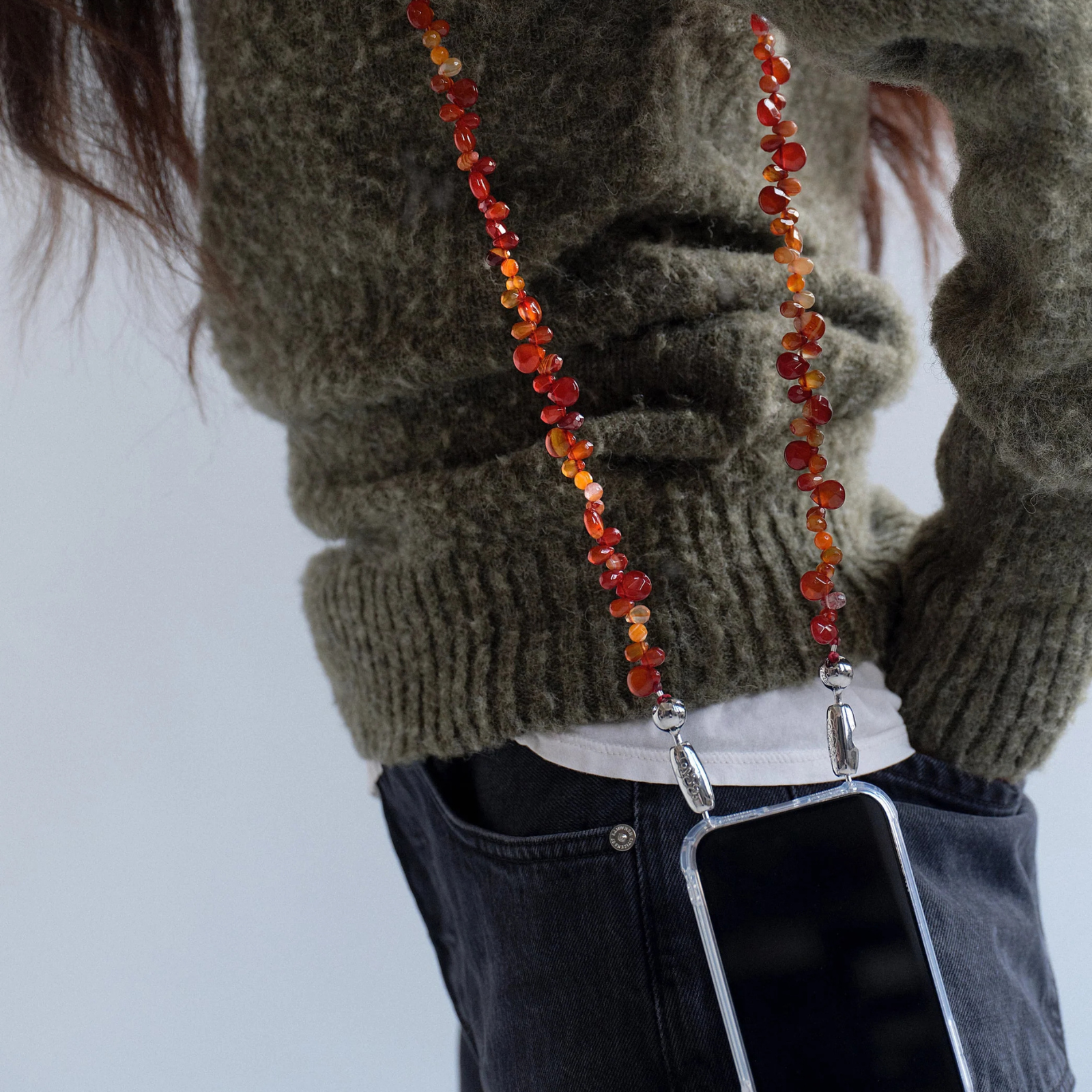 Faceted Gemstone Crossbody Red Agate
