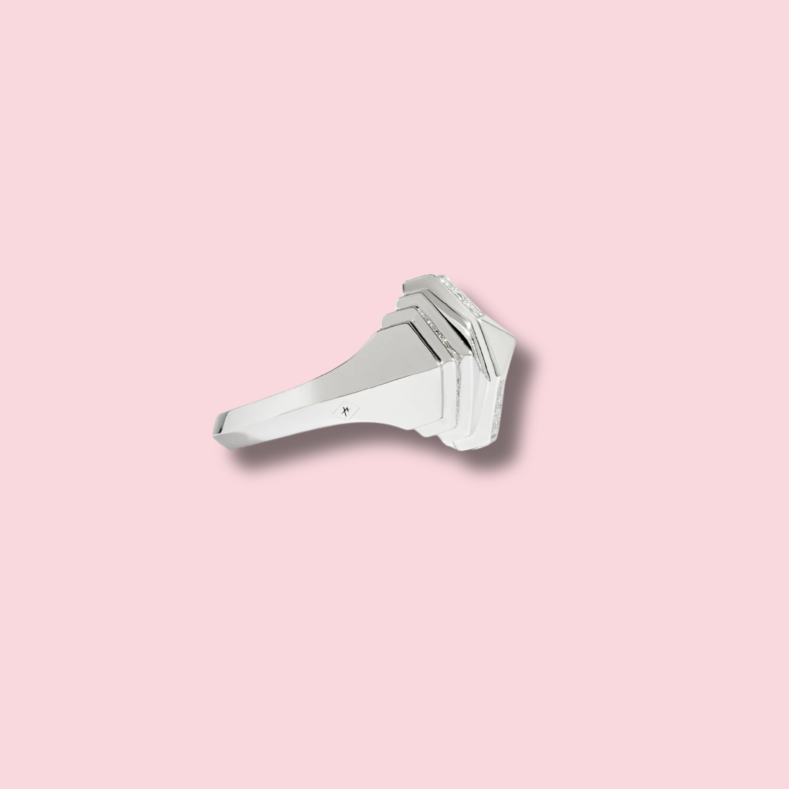 Rockaway Mini Pyramid Half Paved Ring