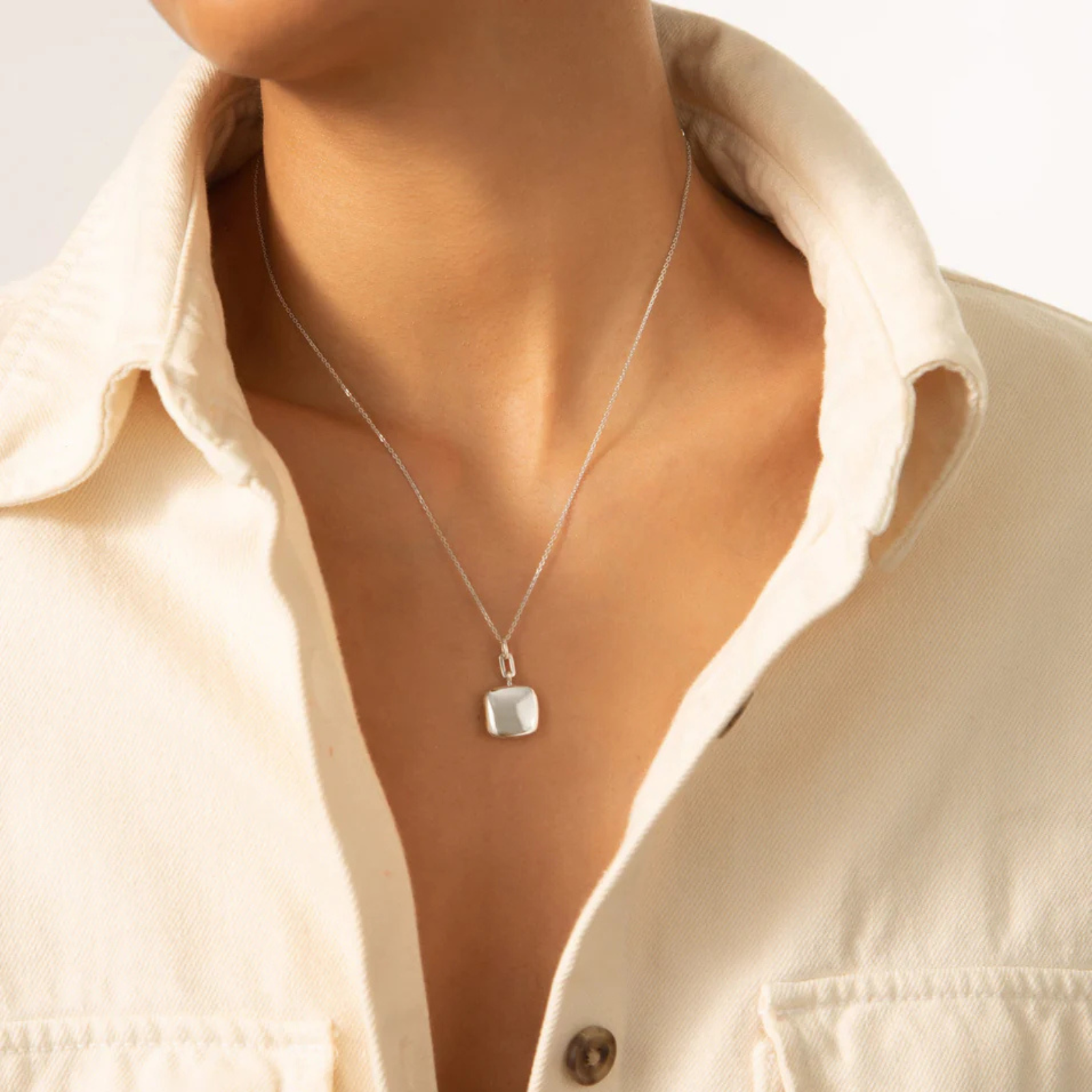 Slim "Viv" Sterling Silver Locket Necklace