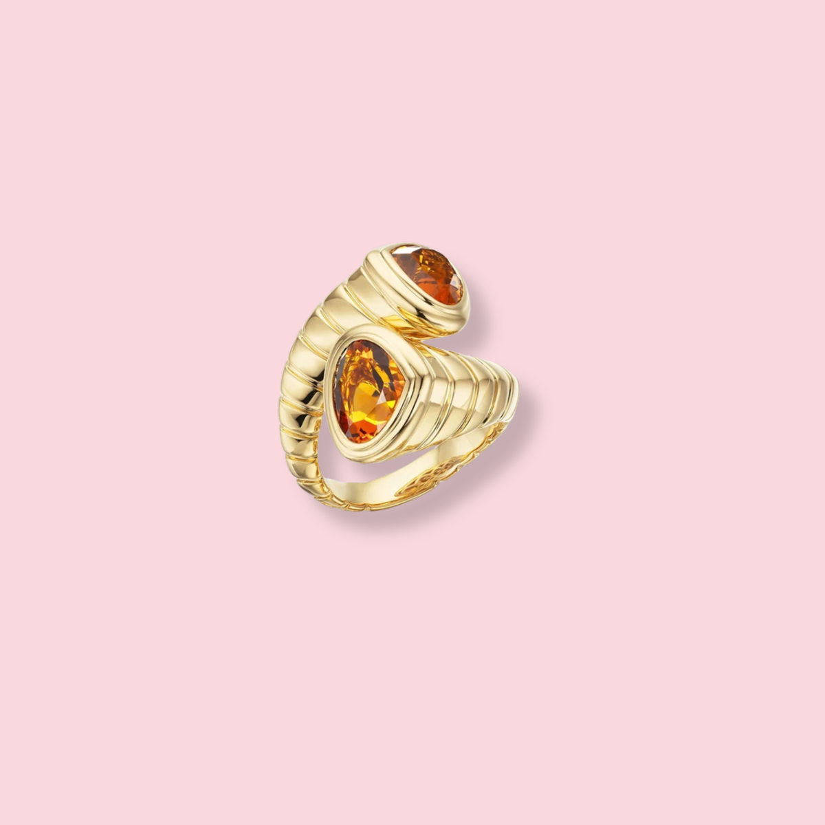 Toi et Moi Ring - Madeira Citrine