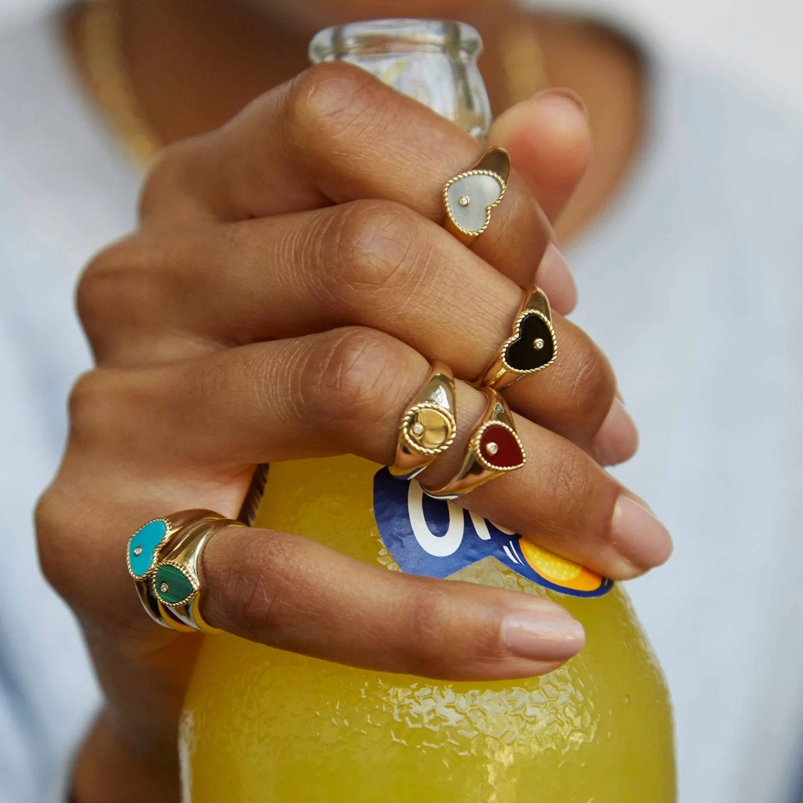 Baby Chevalière Coeur Nacre Ring