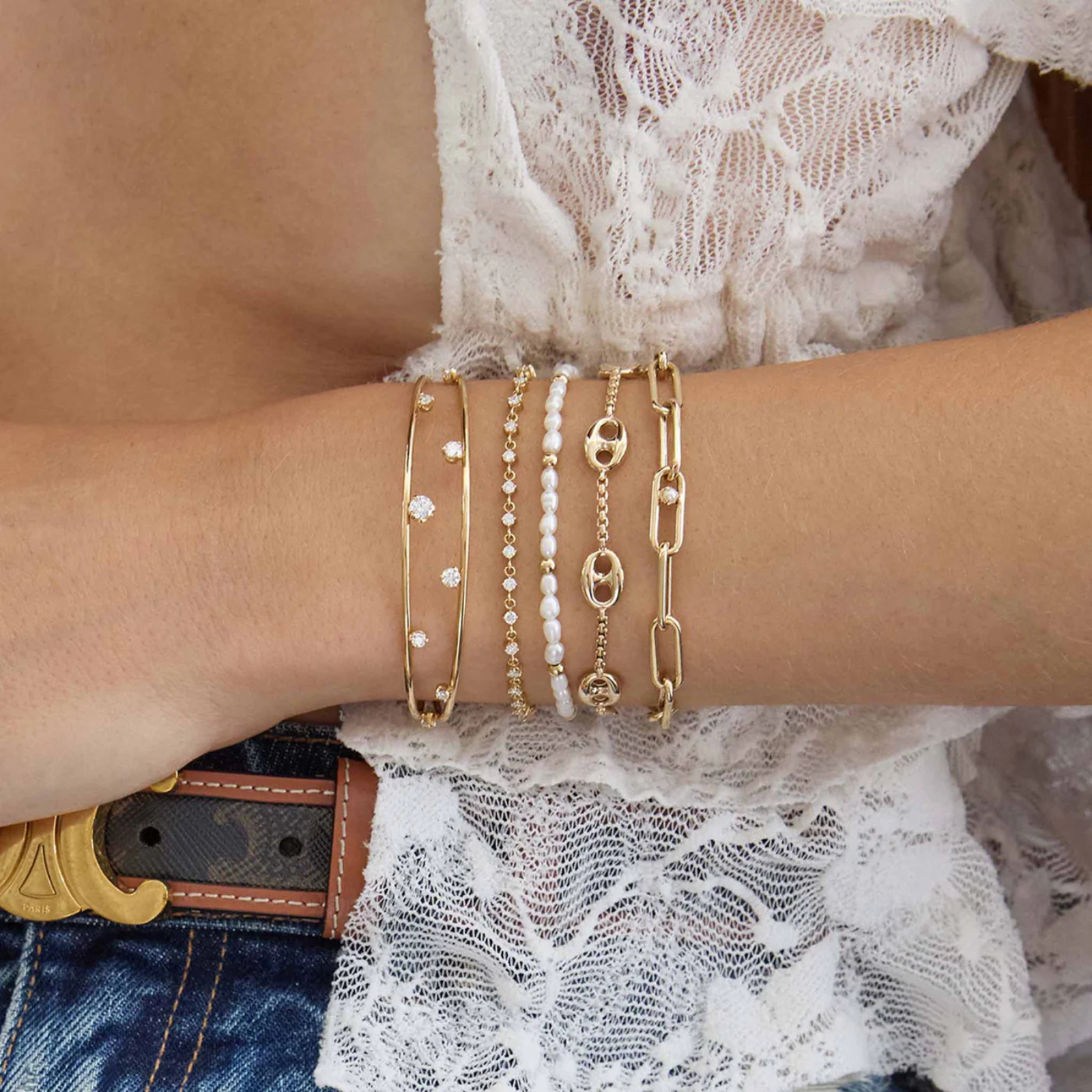 Large Mariner Link Station Small Box Chain Bracelet