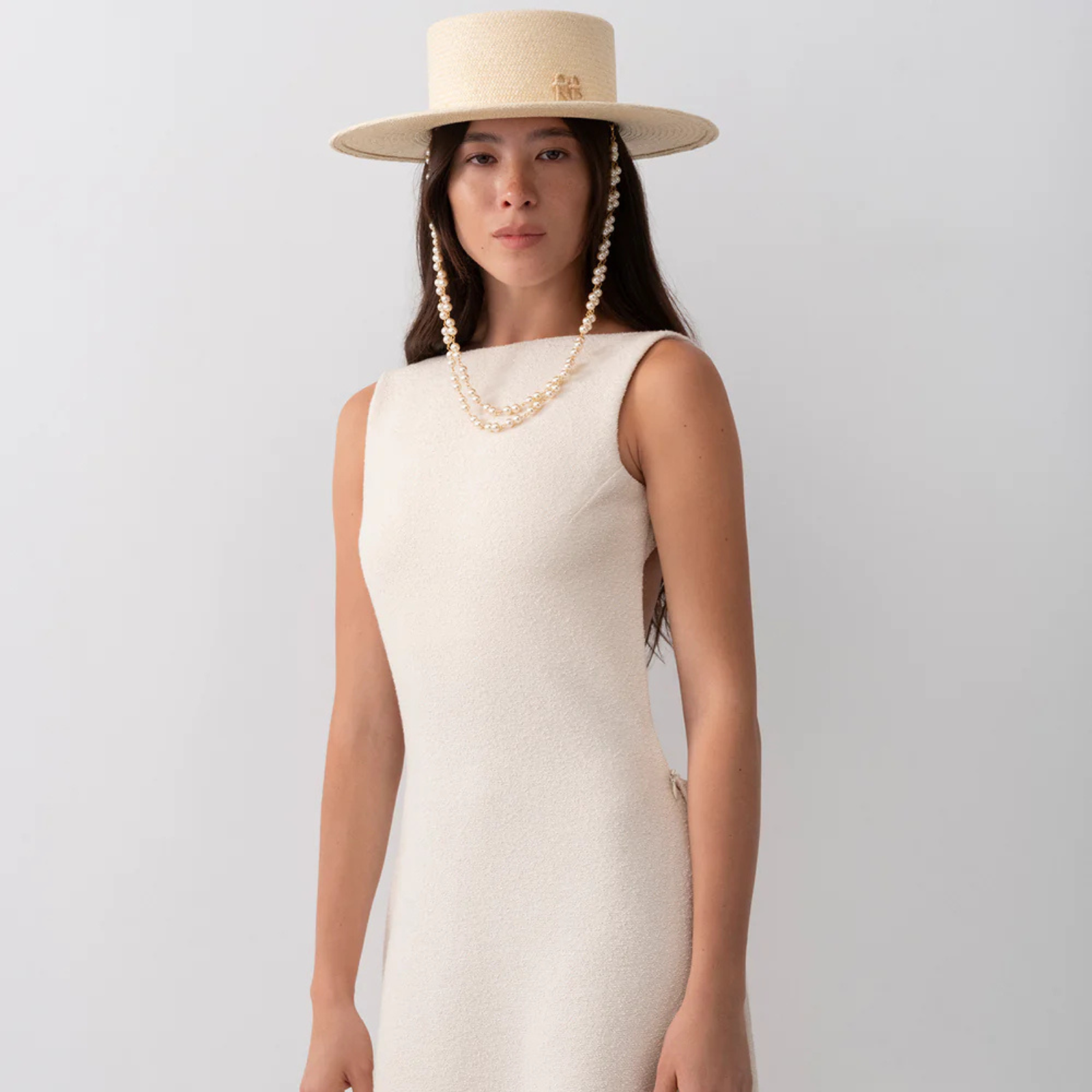 Double Chain Strap Canotier Hat