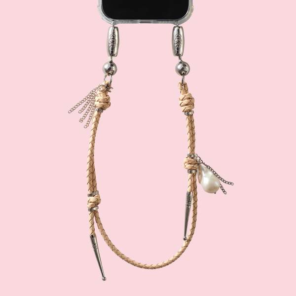 Leather and Pearl Bolo Wristlet
