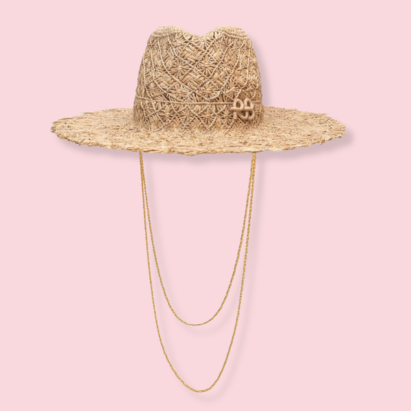 Cut Out Double Chain Strap Fedora Hat