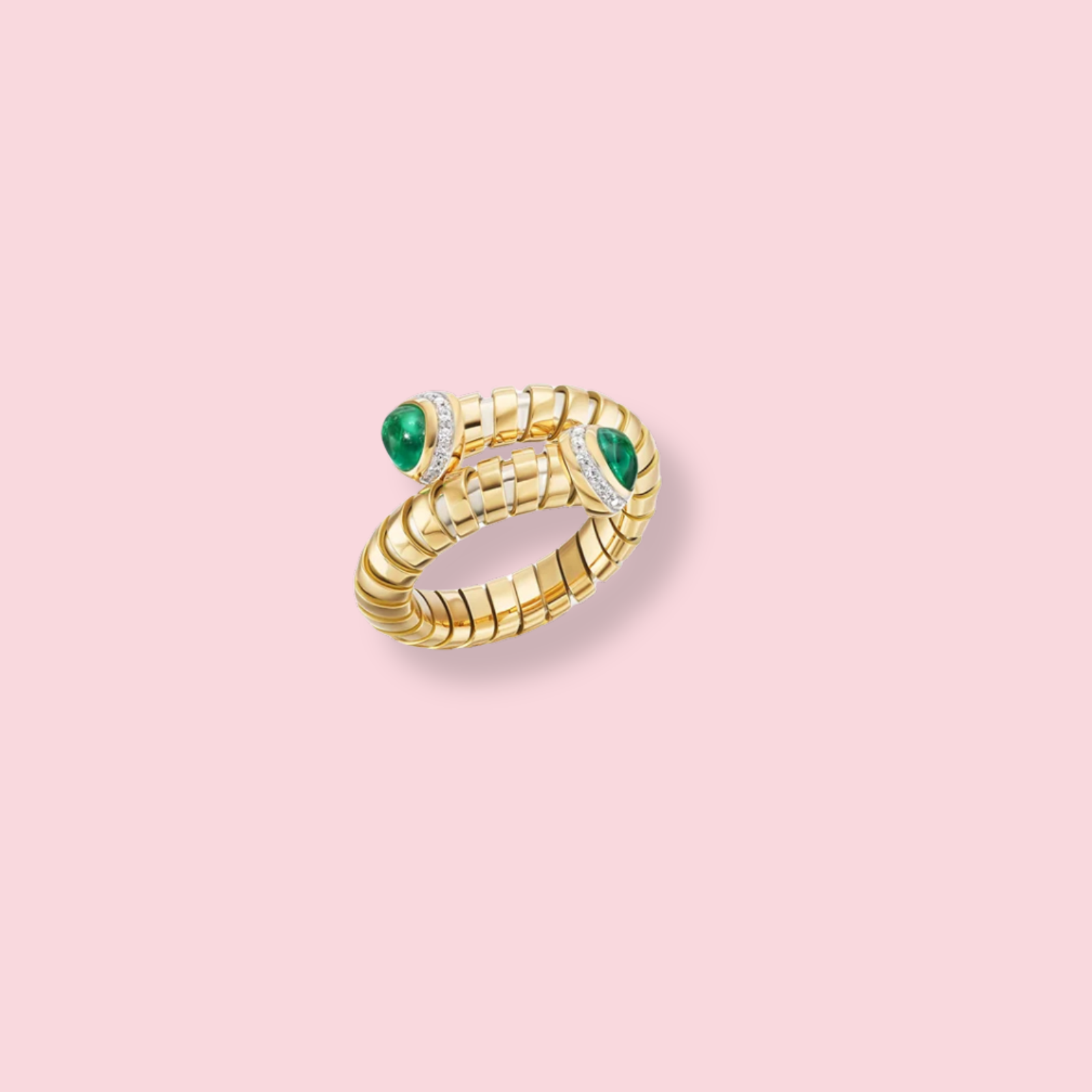 Trisolina Dolce Bypass Ring with Emeralds
