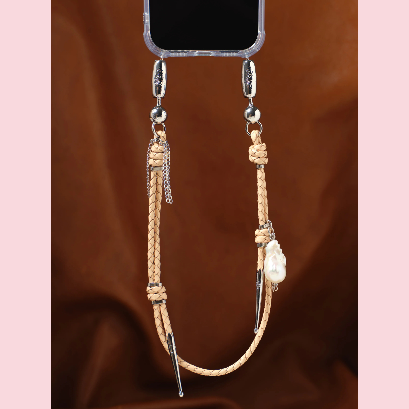 Leather and Pearl Bolo Wristlet