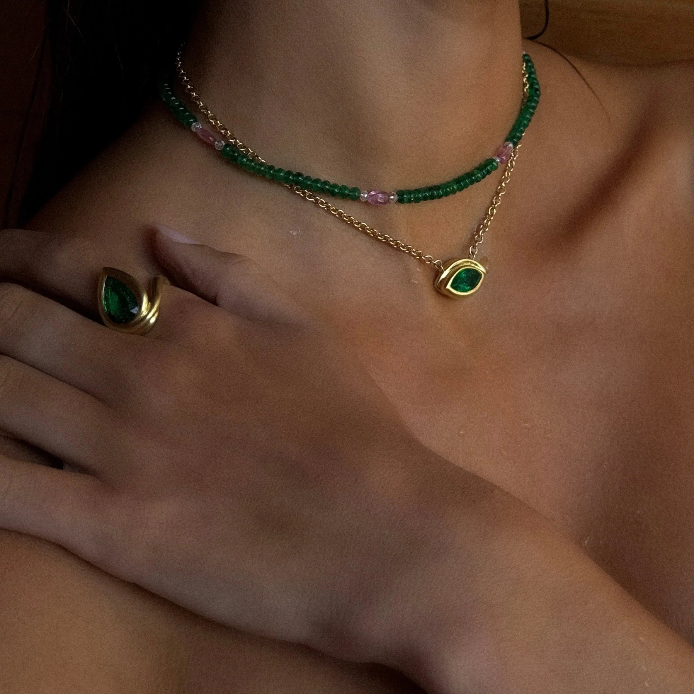 Enigma Eye Emerald Necklace