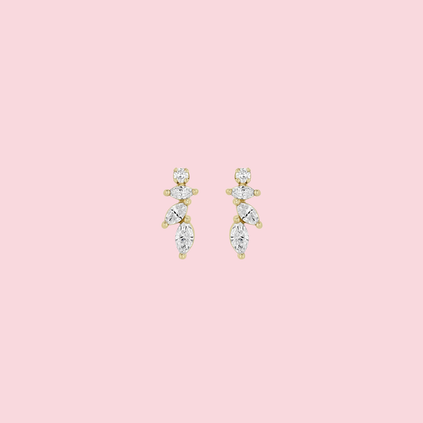 Marquise & Round Diamond Fan Drop Earrings