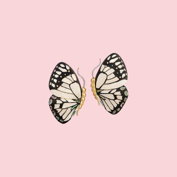 Butterfly Marquetry Earrings - Mother of Pearl