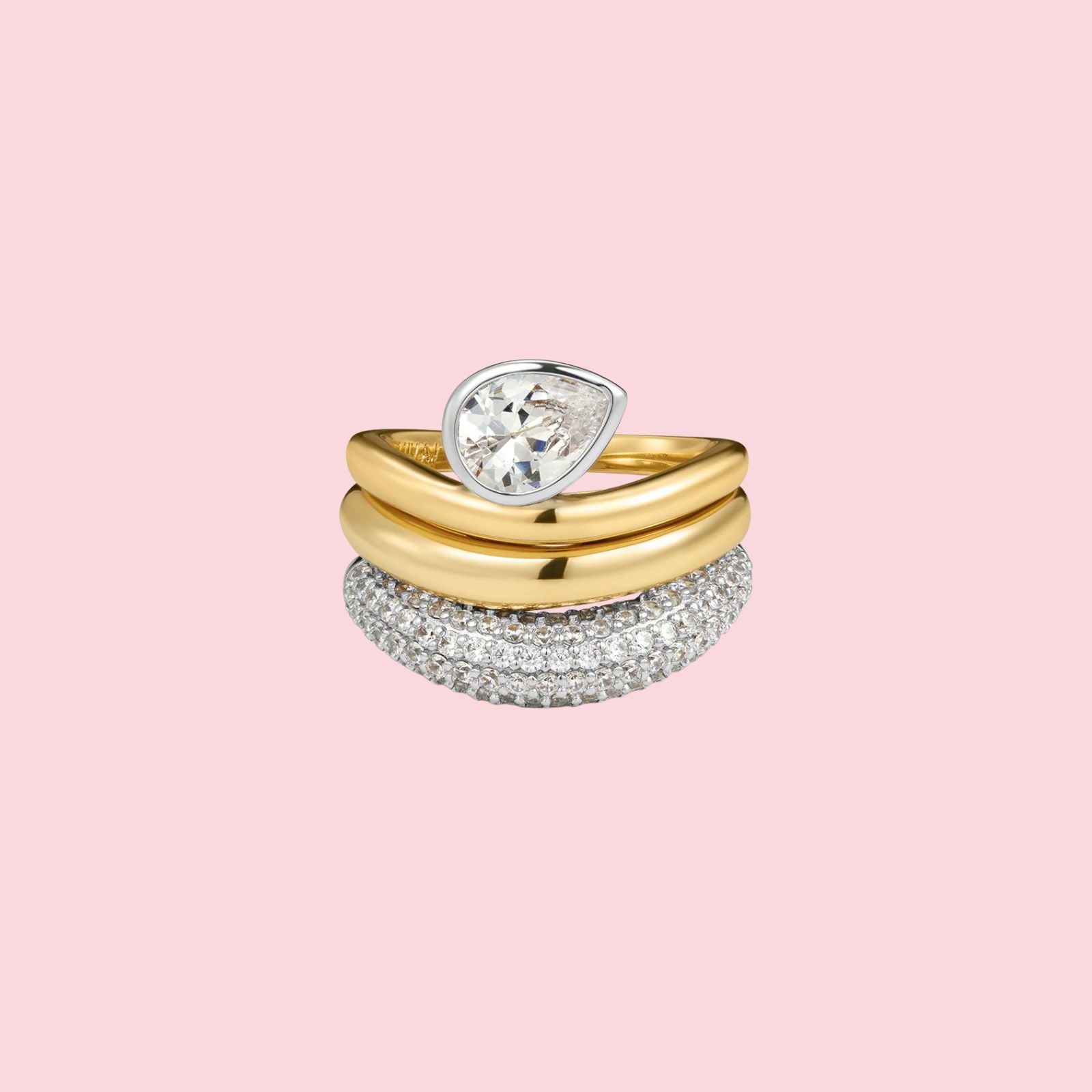 The Marais Wave Ring Set- Gold