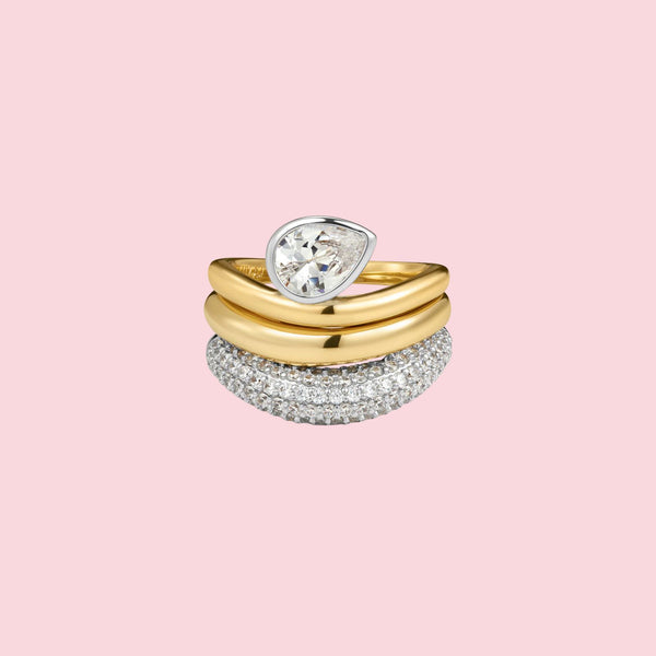 The Marais Wave Ring Set- Gold