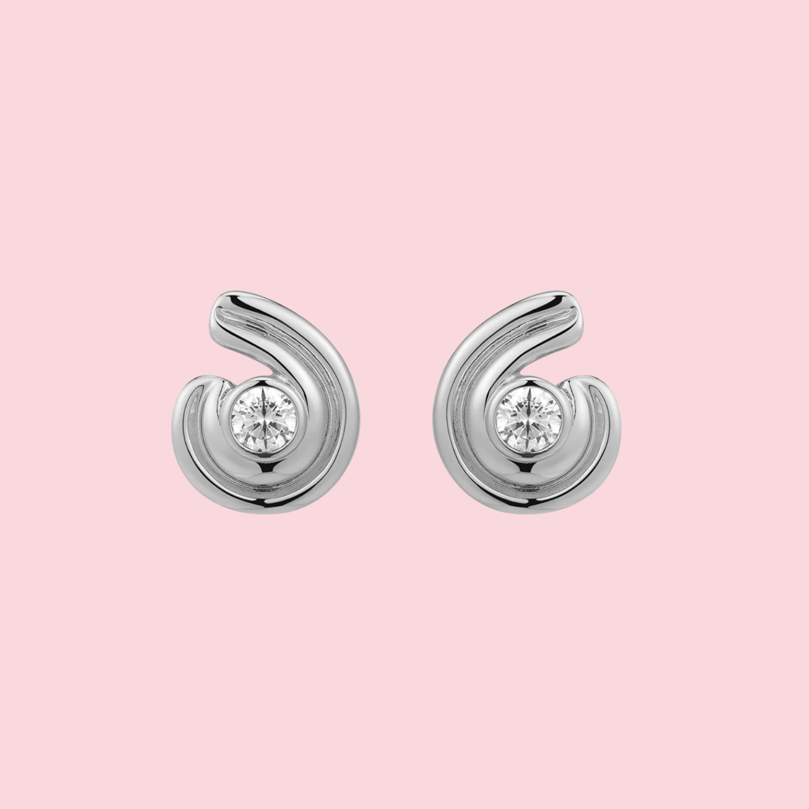 Wave Bezel Twist Studs