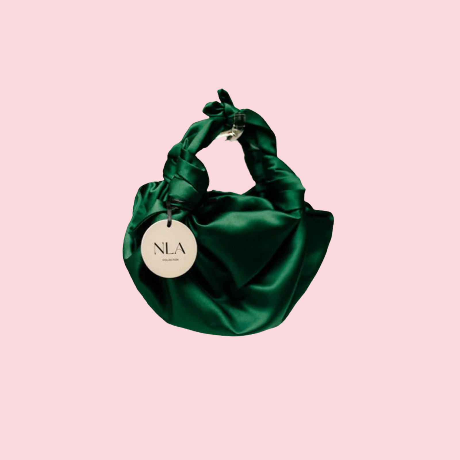 DARK GREEN NLA SILK KNOT BAG