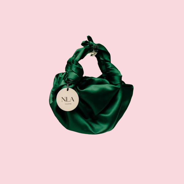 DARK GREEN NLA SILK KNOT BAG