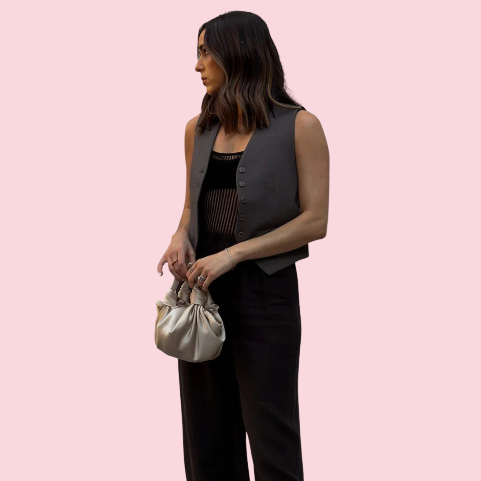 CHAMPAGNE NLA SILK KNOT BAG