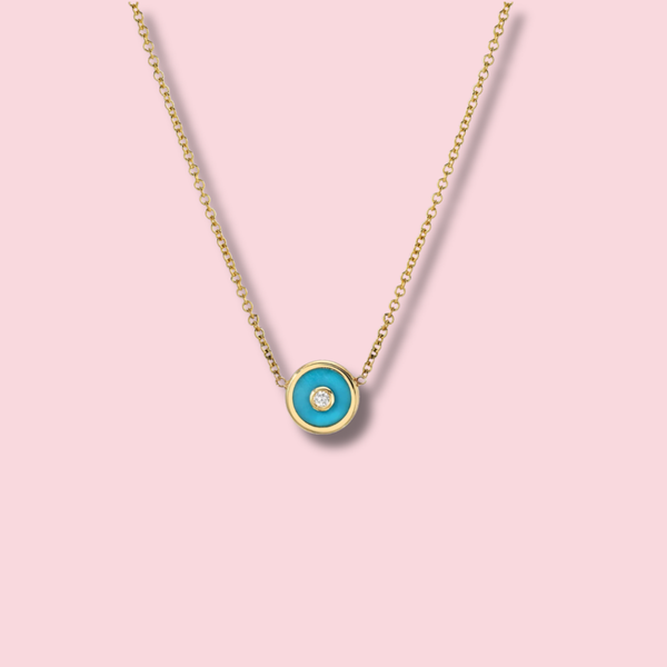 Mini Compass Pendant with Turquoise