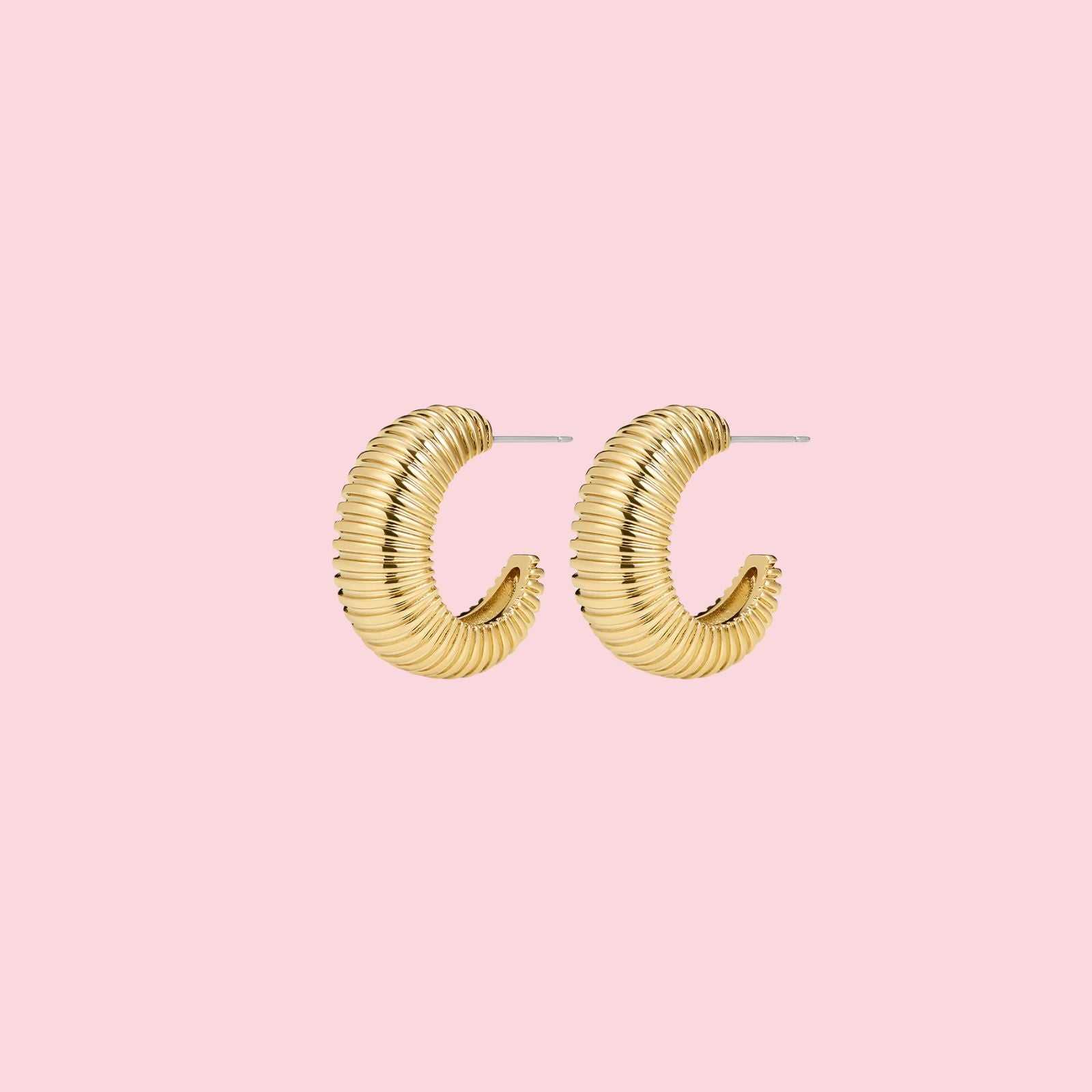 The XL Georgia Ridged Hoops- Gold