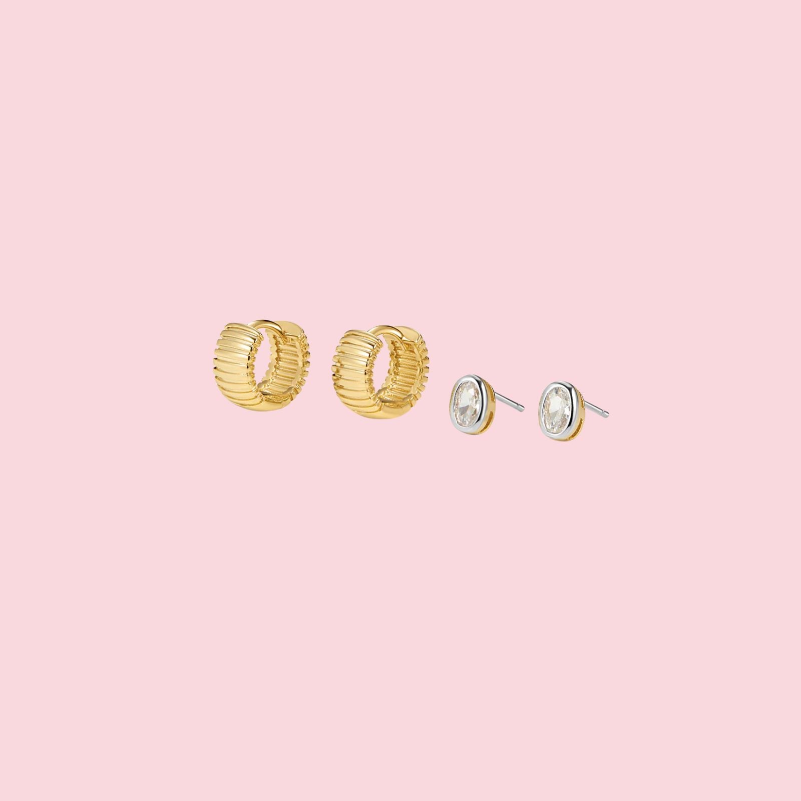 The Georgia Stone Earring Set-Gold