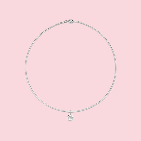 The Georgia Stone Omega Necklace- Silver