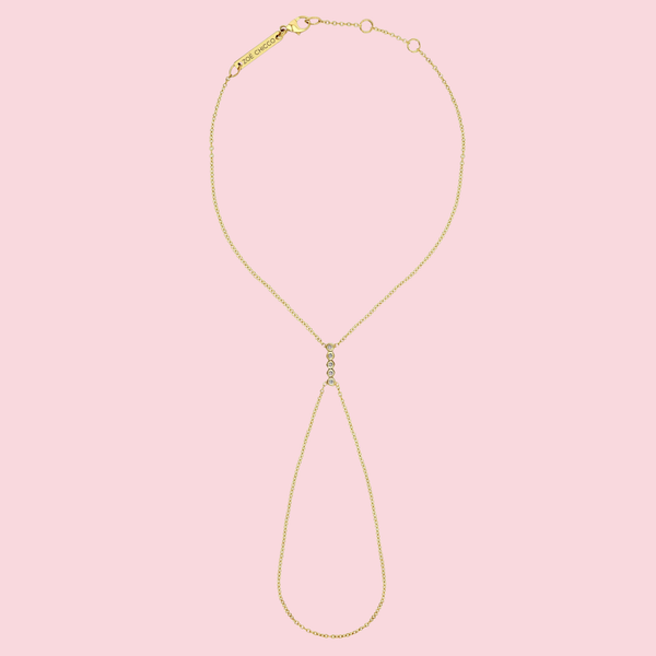 Tiny Diamond Bezel Bar Hand Chain