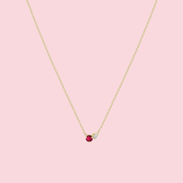 Prong Diamond & Ruby Necklace