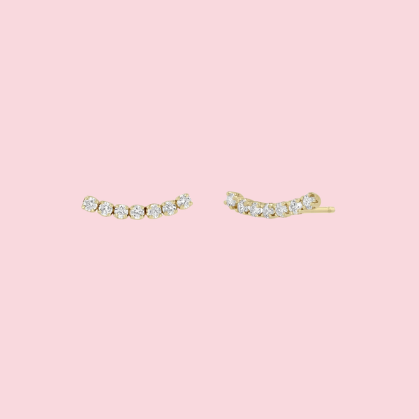 7 Prong Diamond Curve Studs