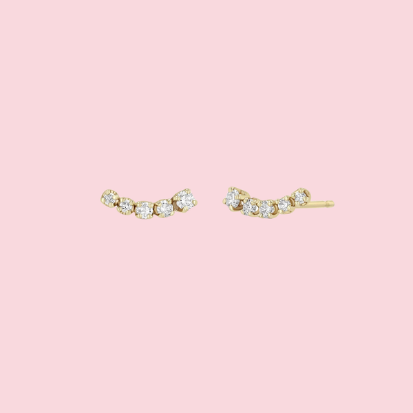 5 Tapered Prong Diamond Curve Studs
