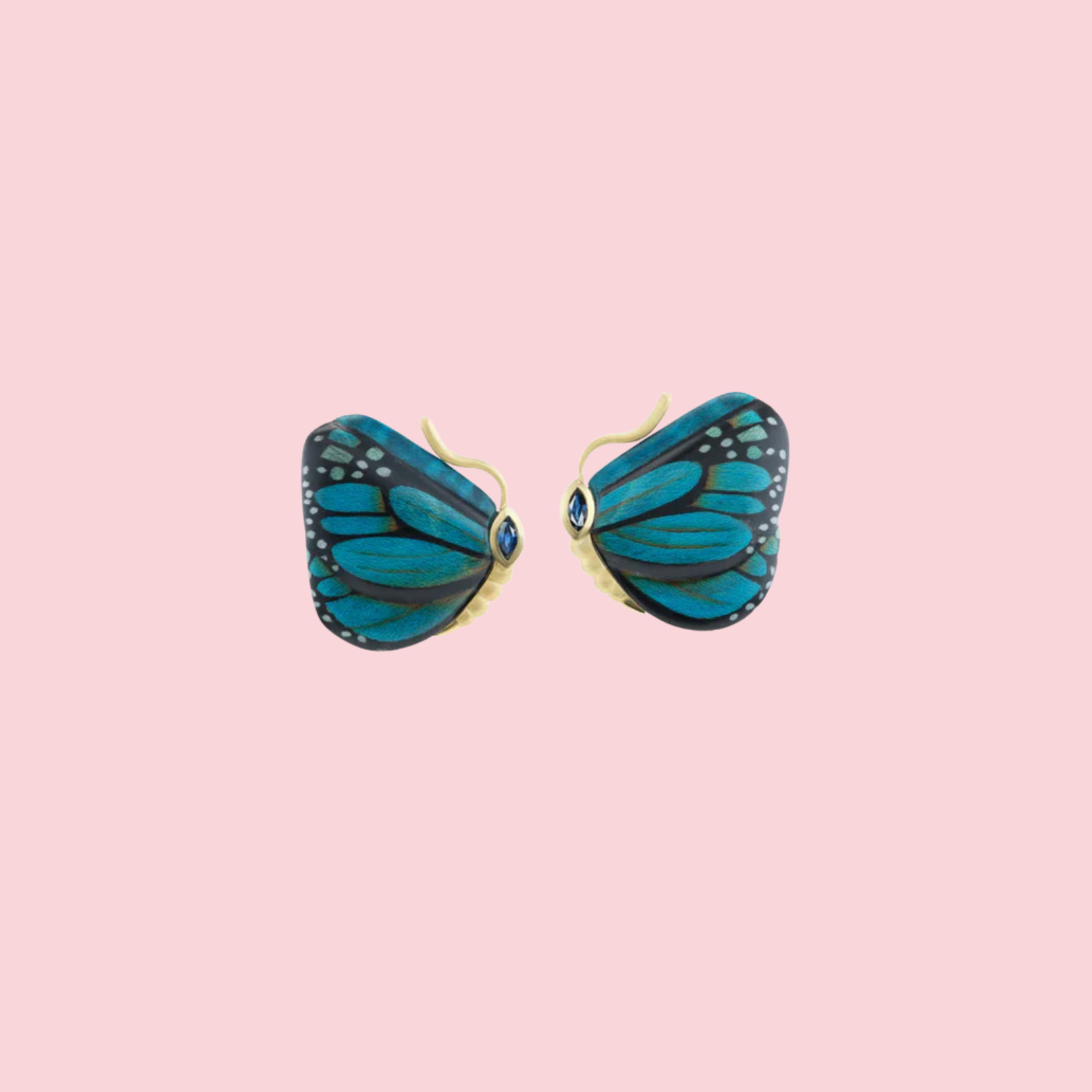 Butterfly Marquetry Earrings - Blue