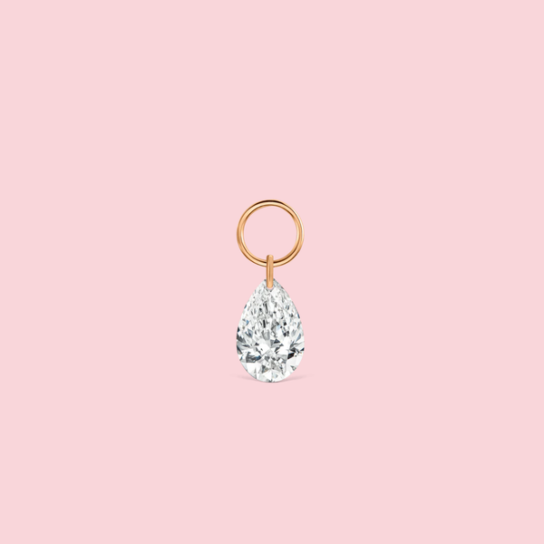 Pear Floating Diamond Charm Pink