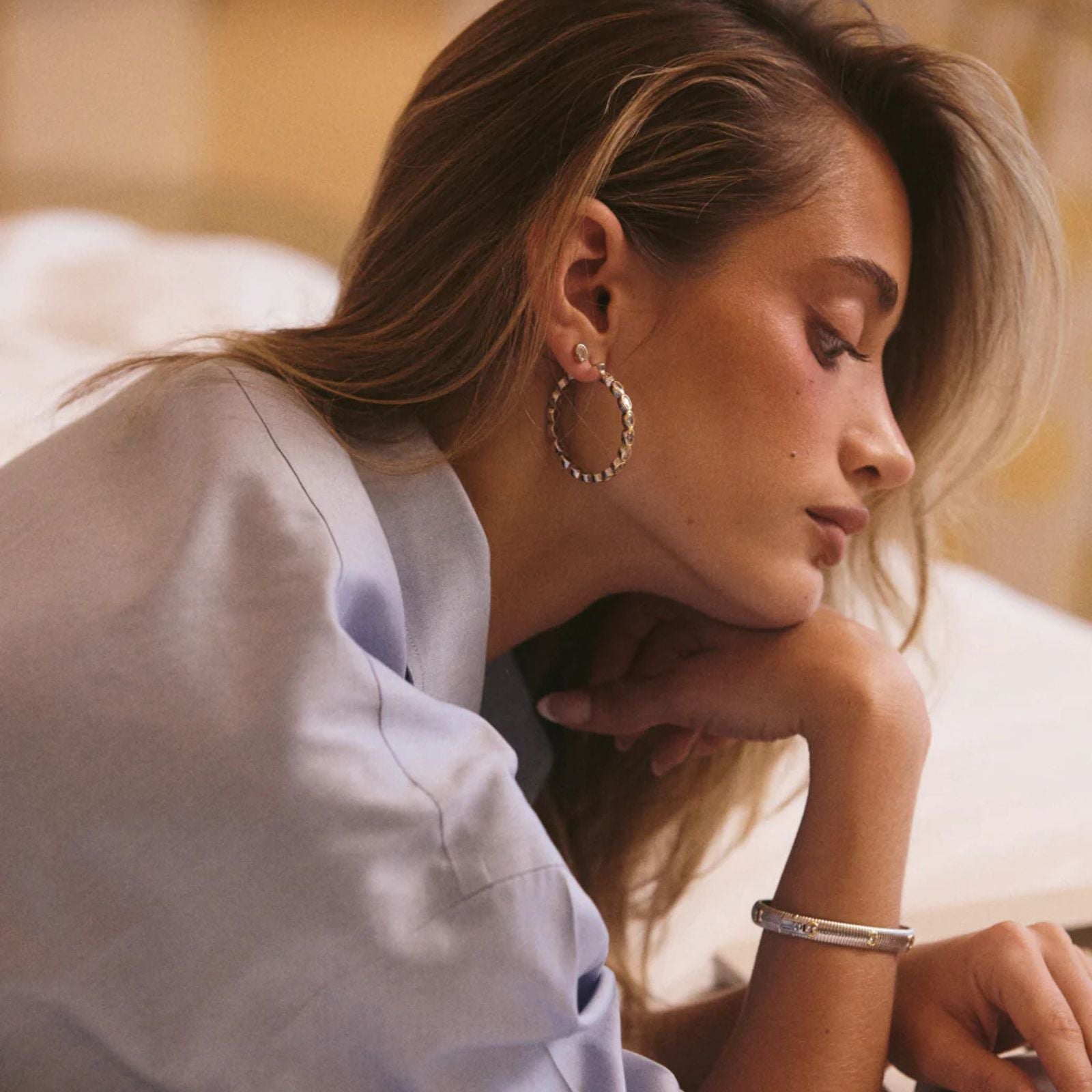 The Georgia Ridged Bangle- Silver