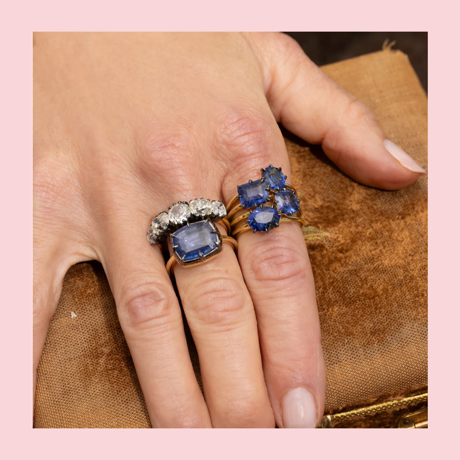 Blackened Blue Sapphire Bouquet Ring