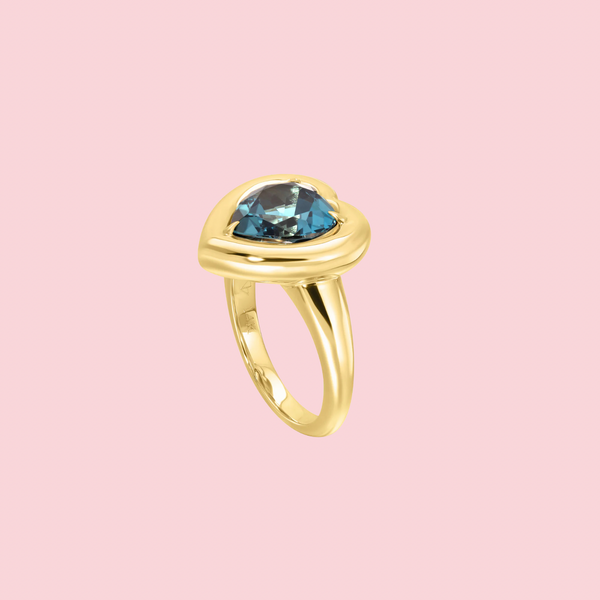 London Blue Topaz Heart Eclipse Pinky Ring