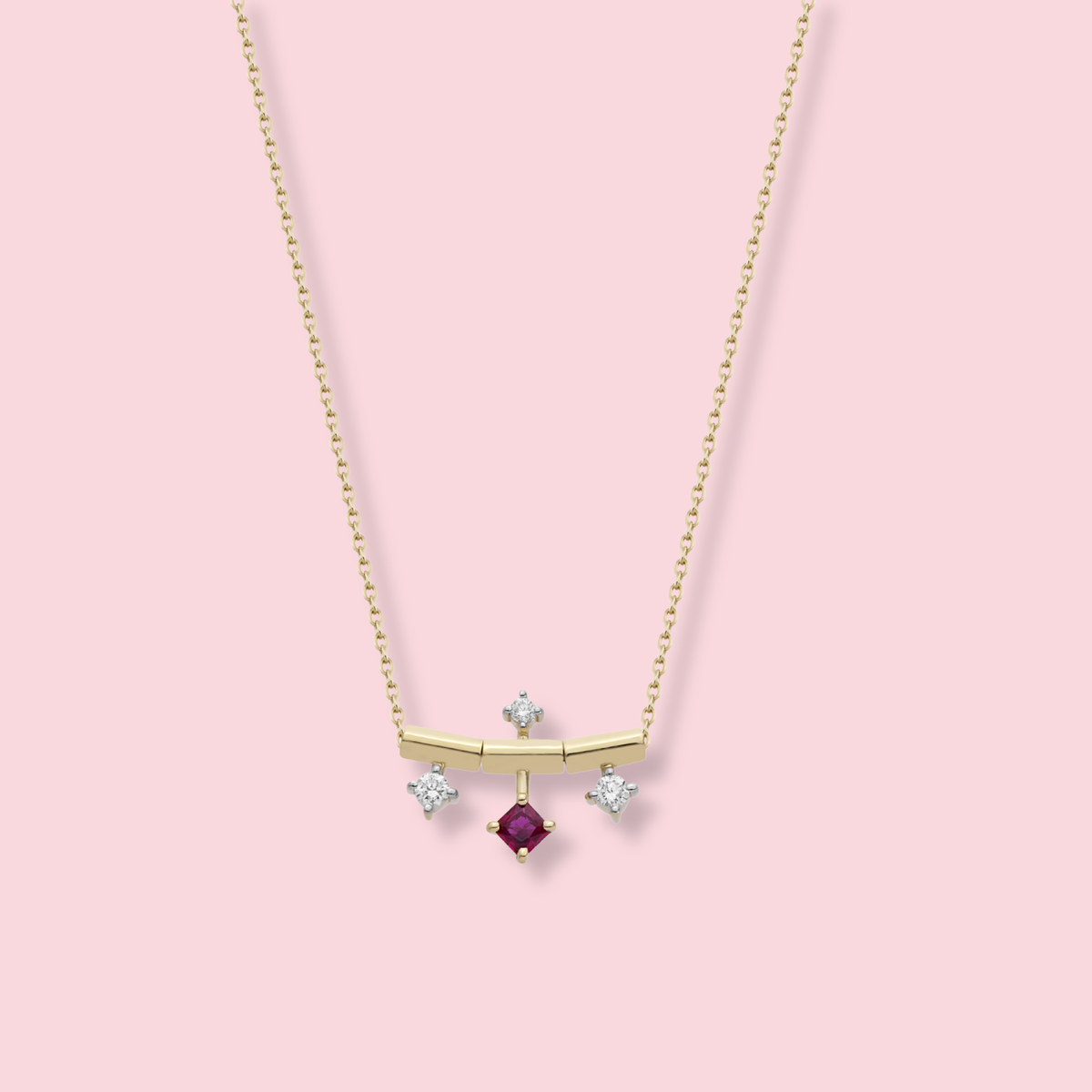 Princesse Cut Diamond Tria Necklace