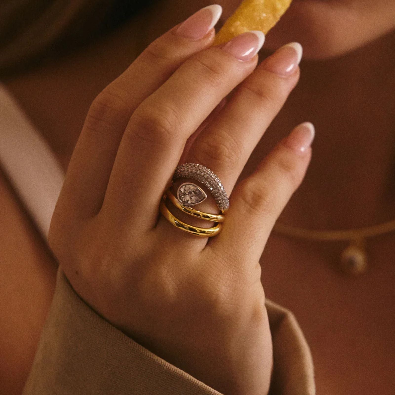 The Marais Wave Ring Set- Gold