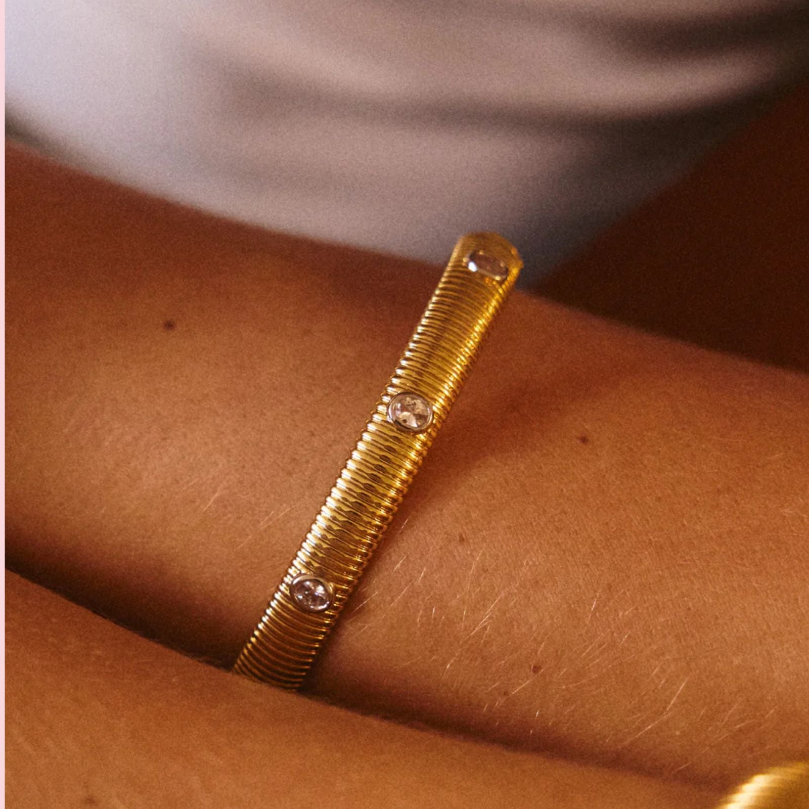 The Georgia Ridged Bangle- Gold