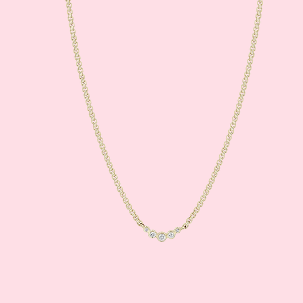 Graduated Diamond Bezel Small Box Chain Necklace