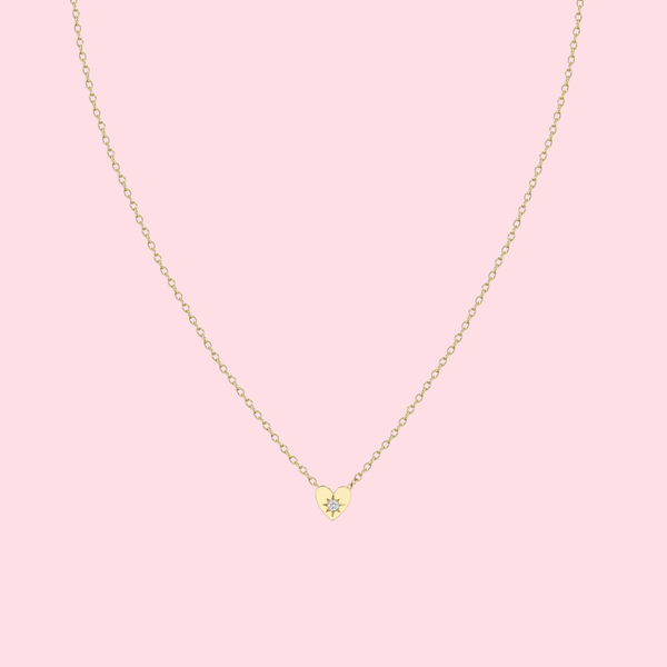 Itty Bitty Star Set Diamond Heart Necklace