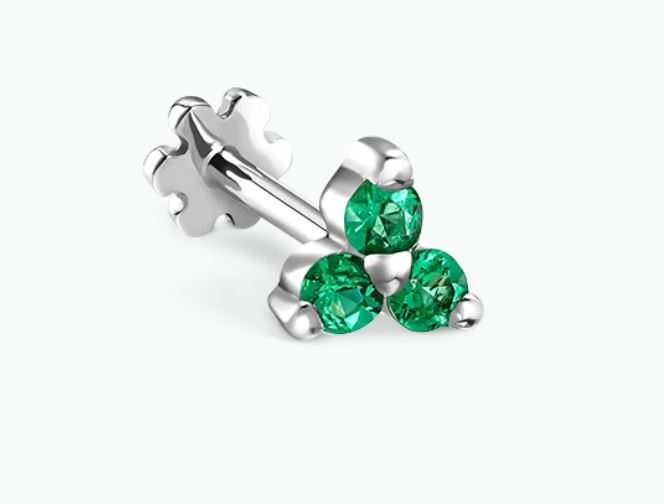 Emerald Trinity Threaded Stud Earring - Millo Jewelry