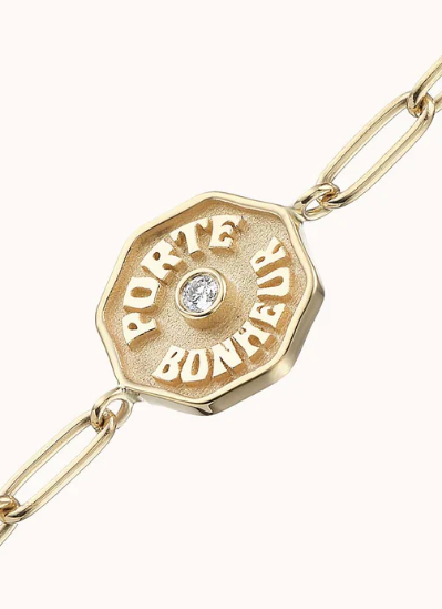 WEE  PB NECKLACE  RAISED GOLD WHITE DIAMOND - Millo Jewelry