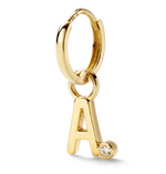 Load image into Gallery viewer, Diamond Bezel Letter Huggie Gold - Millo Jewelry
