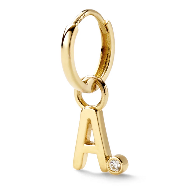 Diamond Bezel Letter Huggie Gold - Millo Jewelry