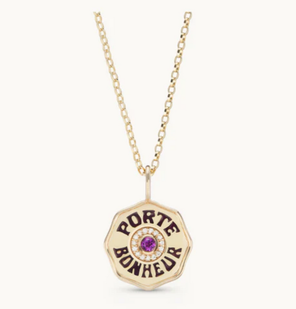 Mini Diamond Halo Porte Bonheur Amethyst - Millo Jewelry