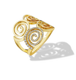 Load image into Gallery viewer, Yellow Gold Essence Statement Spiral Ring with Pavé Diamonds - Millo Jewelry
