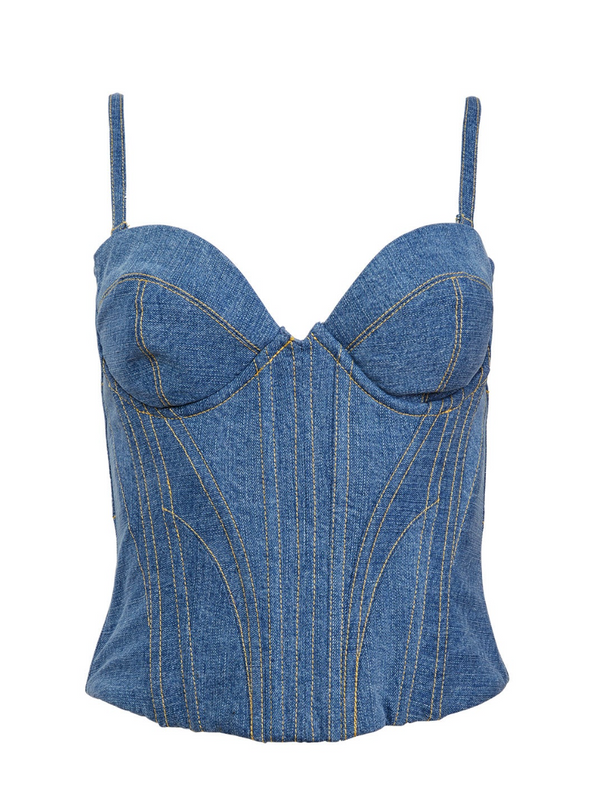 DENIM BUSTIER TOP - Millo Jewelry