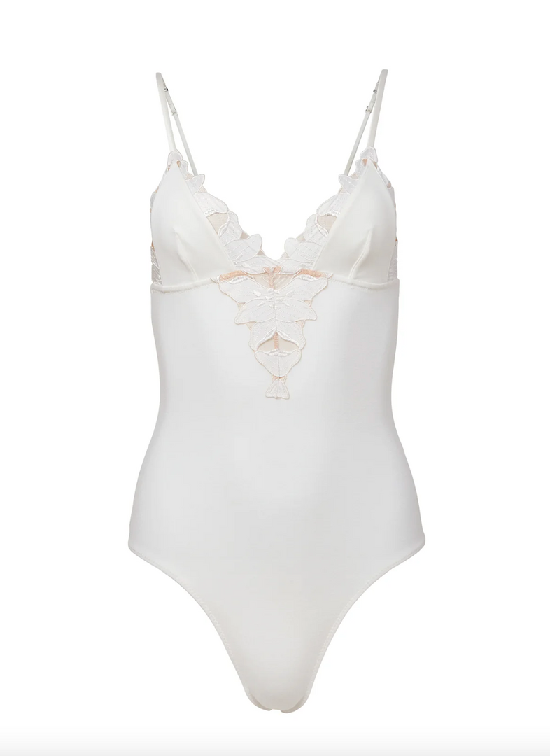 LILY EMBROIDERY V-NECK PLUNGE BODYSUIT - Millo Jewelry