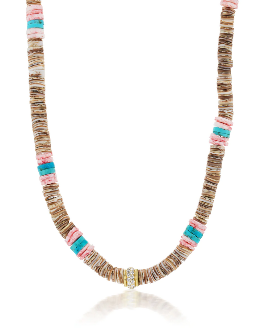 BEADED NECKLACE WITH GOLD CHARM CLASP - Millo Jewelry