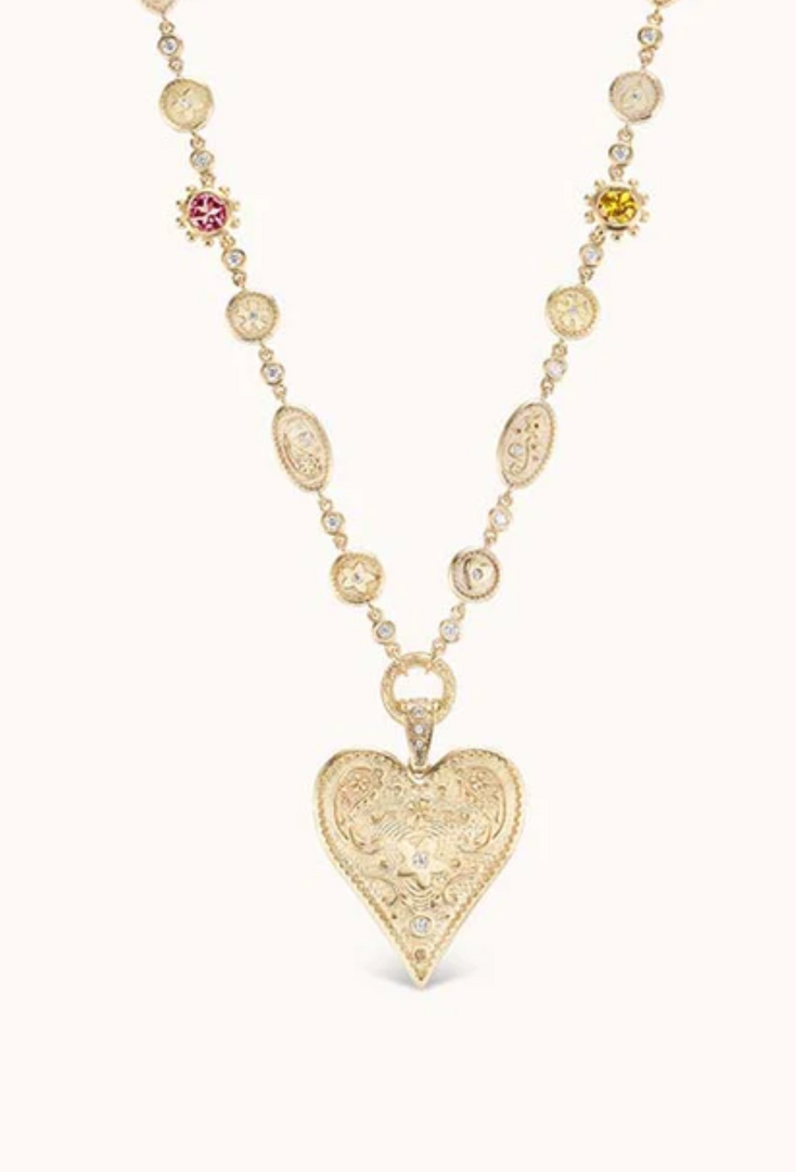 LARGE SOUTHWESTERN HEART NECKLACE TOURMALINE - Millo Jewelry
