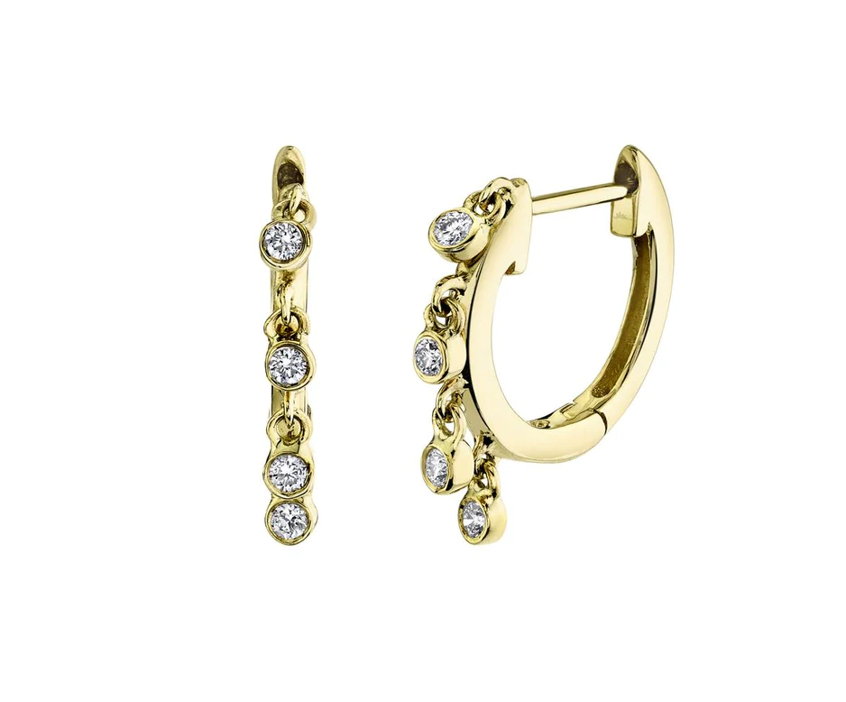 DIAMOND BEZEL SHAKER HUGGIE EARRING - Millo Jewelry
